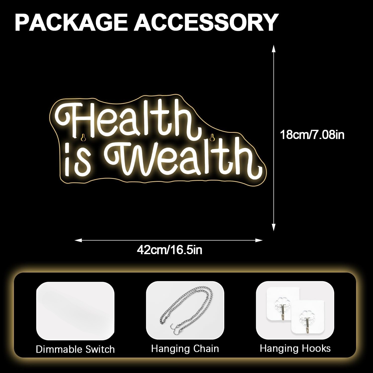 Sağlık Zenginliktir Neon Tabel - Health Wellness Office incelemesi ve fiyatı